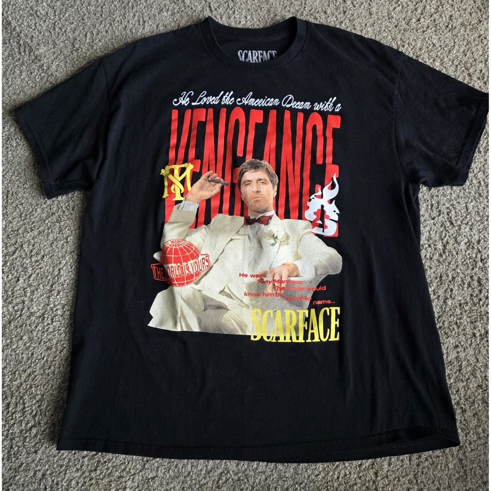 Scarface Men's Graphic T-Shirt Black/White Short Sleeve Tony Montana, Size XL
